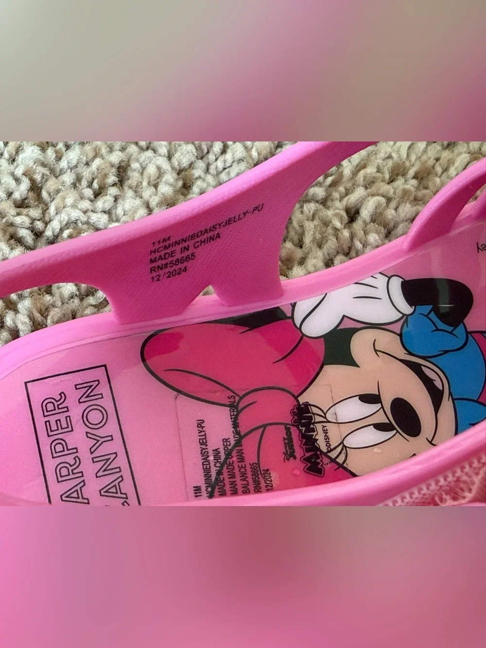Disney Minnie Mouse & Daisy Duck Pink Jelly Sandals Girls Size 11